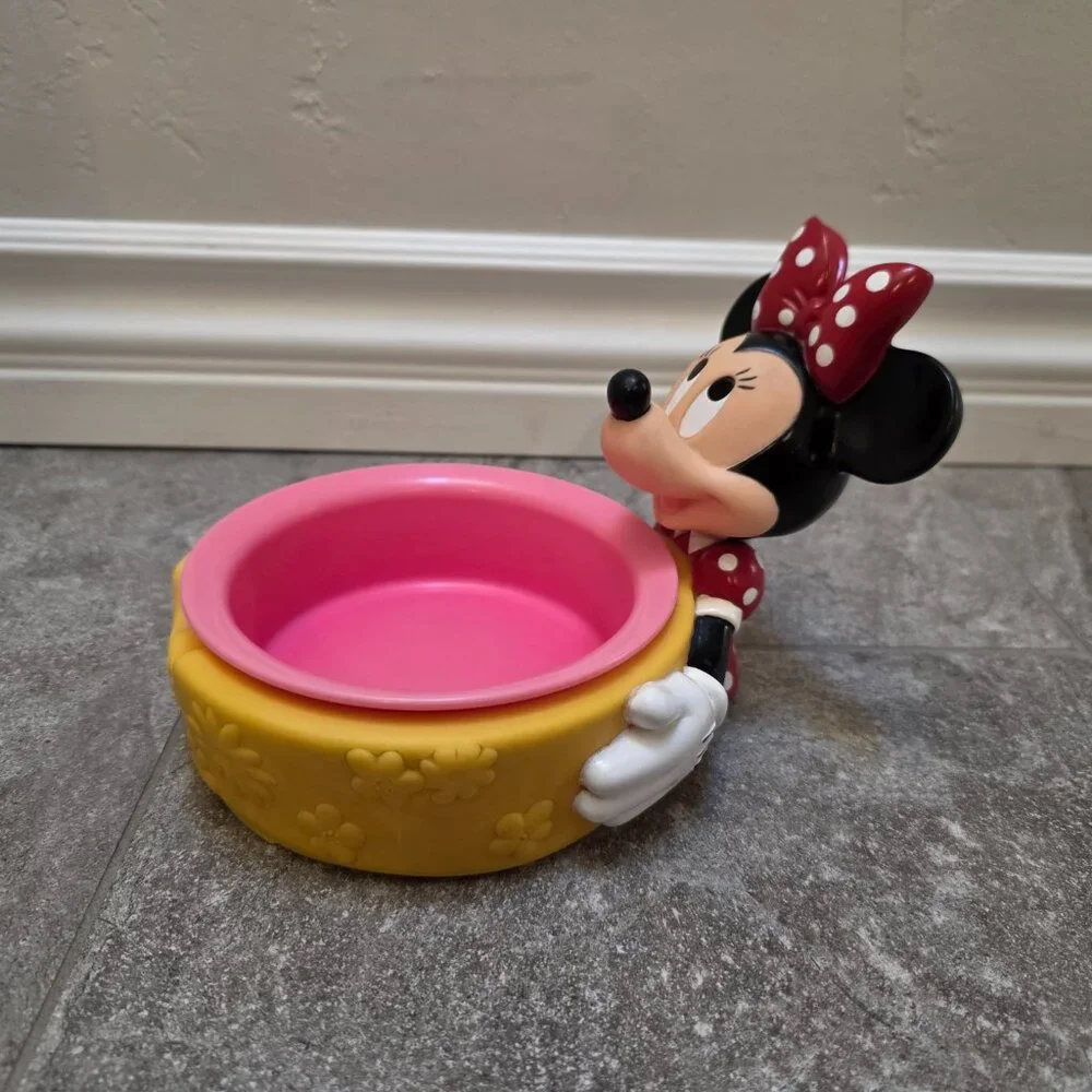 Vintage Applause Disney Minnie Mouse Cat/Dog Water Or Food Bowl & Bowl Holder